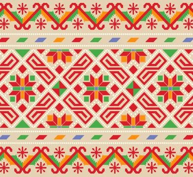 Abstract Decorative Ornament with Folk Elements Stock Illustration
