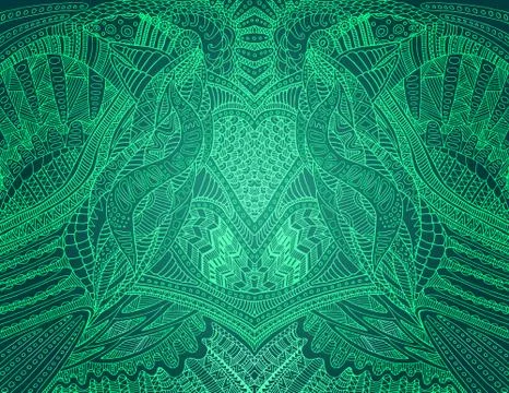 Abstract decorative pattern, emerald color palett line outline, isolated aqua Stock Illustration