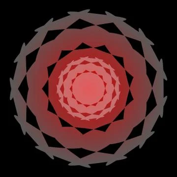 Abstract decorative round irregular red gray shape reminiscent paper lace Stock Illustration