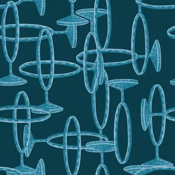 Abstract decorative seamless pattern in blue colors with circus ring ornament Stockillustratie