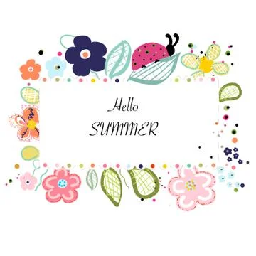 Abstract decorative summer flowers Stock Illustration