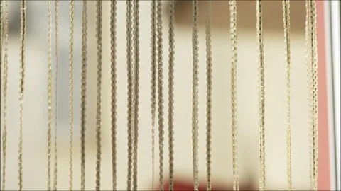 Abstract Decorative Window Curtain with Gentle Handheld Motion Stockbeeldmateriaal 341571633