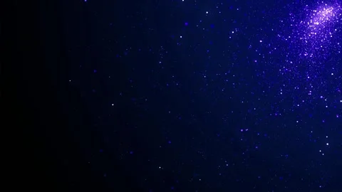 Abstract deep blue background with glowing purple sparkling particles motion Stock Footage 327625100