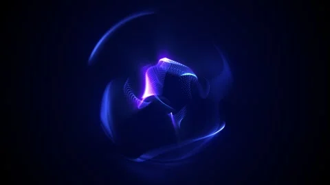 Abstract deep blue energy sphere with rotating particle mesh core and soft .. 스톡 동영상 330538417