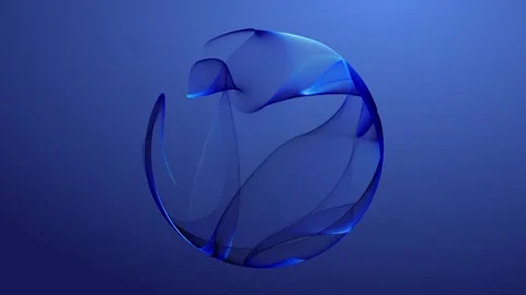 Abstract deep blue flowing energy sphere. Transparent navy 3D sphere partic.. Vídeo Stock 329067528
