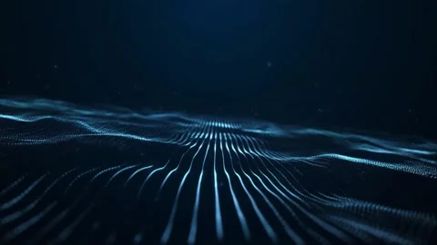 Abstract Deep Blue Particle Mesh and Digital Data Terrain 4K Stock Footage 328785888