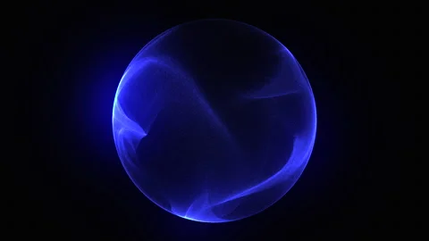 Abstract deep blue sphere of glowing particle waves and energy motion. Stock Footage 312278187