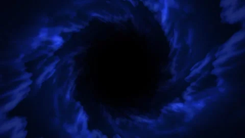 Abstract deep blue swirling cloud vortex forming dark cosmic tunnel. Blue s.. Video stock 329783621