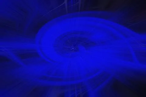 Abstract deep blue swirling vortex background with glowing light streaks Stock Illustration