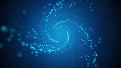 Abstract deep blue whirlpool background tunnel of twisting bright particle do Stock Footage 327510552