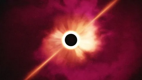 Abstract Deep Red Black Hole and Stellar Corona Loop 動画素材 346156874