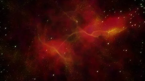 Abstract Deep Space Red Orange Nebula Cloud Galaxy Starfield Background Stock Illustration