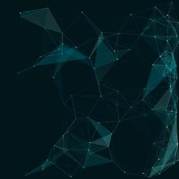 Abstract Deep Teal Polygonal Plexus Network Background Stockillustratie