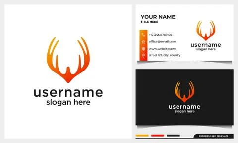 Abstract deer head logo design with gradient color and business card template Stock Illustration