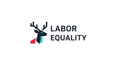 Abstract deer head logo with labor equality text. Ilustração Stock