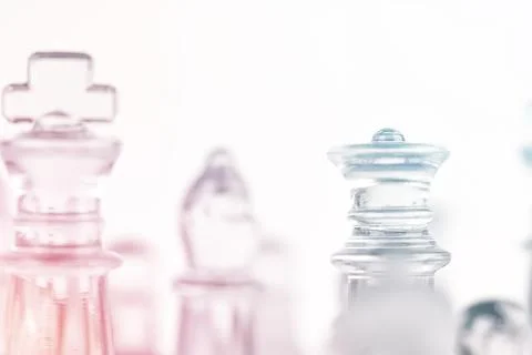 Abstract defocus background with close-up chess pieces. Stock Photos
