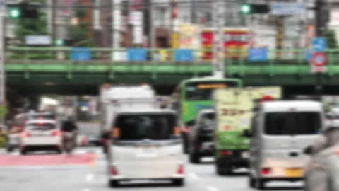 Abstract Defocus Timelapse of vehicle rushing through intersection in Shinjuku Vidéo 187736471