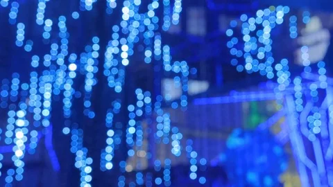 Abstract defocused blue lighting bokeh Stock Footage