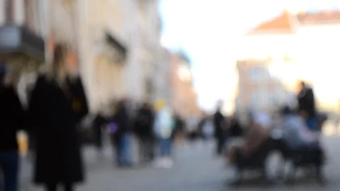 Abstract Defocused Blurred Background of many people on street Stock Footage 127081816