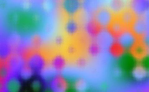 Abstract defocused horizontal background with pop art halftone dots. Vector Stock Illustration