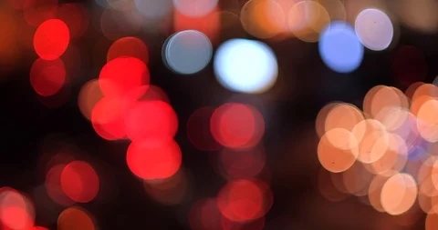 Abstract defocused night traffic light view in city at night Stock Footage 99189001