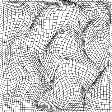 Abstract deformation of grid. Template of grid distort. Wavy mesh structure.  Stock Illustration