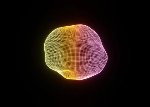 Abstract Deformed 3D Sphere. Bright Glowing Radial or Circular Digital Equali Stock Illustration