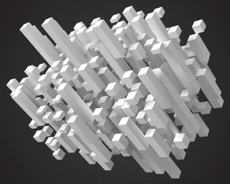Abstract with deformed cubes. diagonal version. 3d style vector illustration Stock Illustration