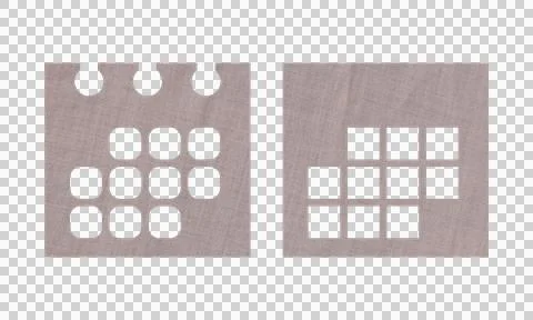 Abstract Denim Fabric Texture Calendar Date Planner Symbol Icon Set Isolate.. Stock Illustration