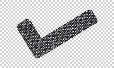 Abstract Denim Fabric Texture Check Mark Tick Symbol Icon Isolated on White.. Stock Illustration