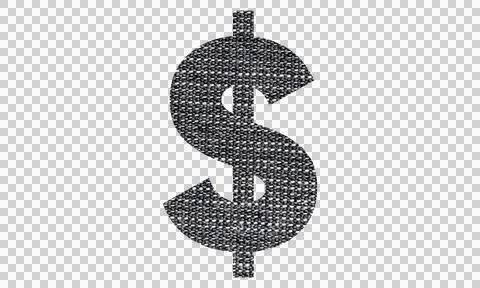 Abstract Denim Fabric Texture Dollar Sign Icon Isolated on White Background Stock Illustration