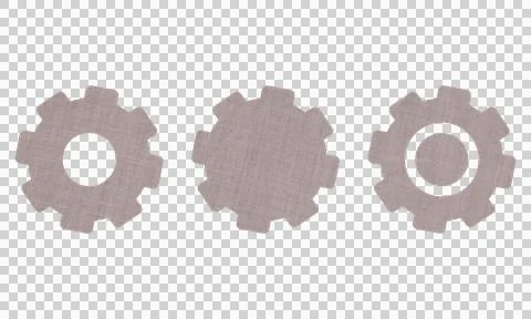 Abstract Denim Fabric Texture Gear Settings Symbol Icon Set Isolated on Whi.. Stock Illustration