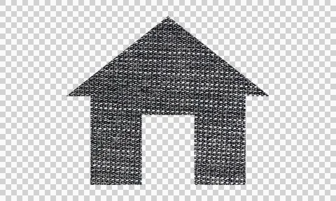 Abstract Denim Fabric Texture House Shape Icon Isolated on White Background Stock Illustration