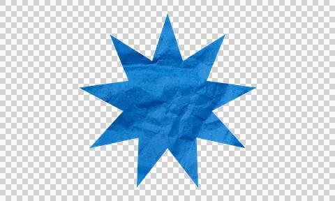 Abstract Denim Fabric Texture Nine Point Star Symbol Icon Isolated on White.. Stock Illustration