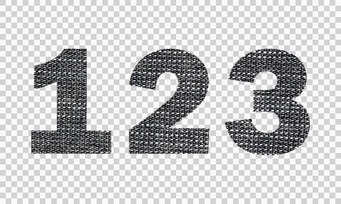 Abstract Denim Fabric Texture Numbers 123 Icon Set Isolated on White Backgrou Stock Illustration