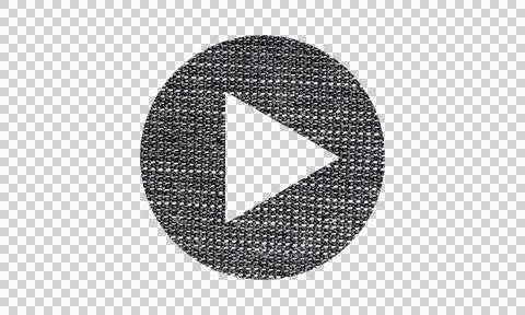 Abstract Denim Fabric Texture Play Button Icon Isolated on White Background Stock Illustration