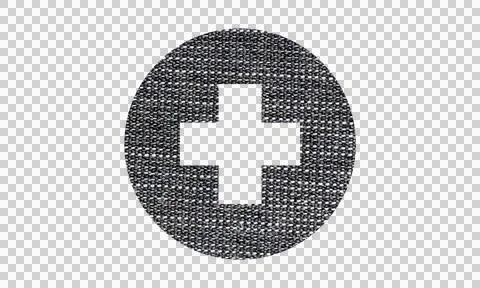 Abstract Denim Fabric Texture Plus Cross Medical Symbol Icon Isolated on Wh.. Stock Illustration