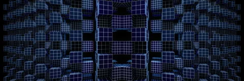 Abstract Dense Cube Grid Wireframe Futuristic Technology Background Stock Footage 340987442