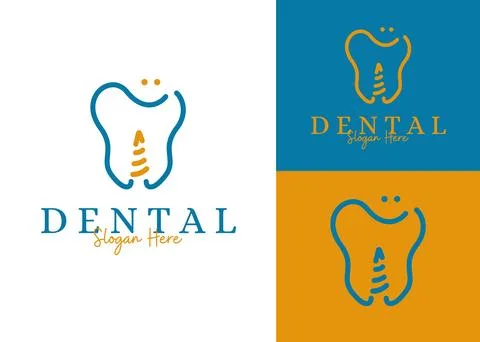 Abstract dental with tooth decay while smiling dentist logo design Stock Illustration