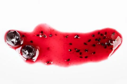 Abstract depiction of fruit preserve smear. Minimalist presentation of currant j 库存照片
