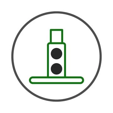 Abstract depiction of a stylized tower with two circular windows and a mini.. Stock Illustration