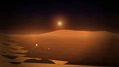 Abstract desert dunes landscape with glowing orb at sunset cinematic motion.. Stock Footage 346541724
