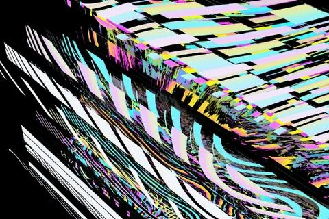 Abstract design. 3d elements in a black background space, shapes, lines. Pres Stock Illustration