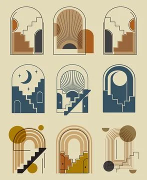 Abstract design Arabian simple element collection. Architecture minimal linea Stock-Illustration