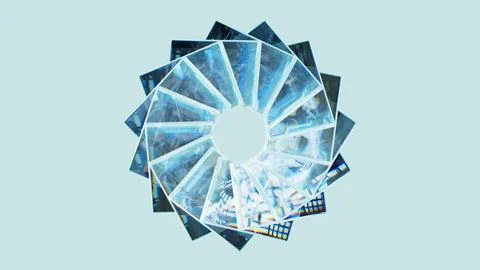 Abstract design background. 3d illustration of diaphragm made of glass. Material Stock Illustration