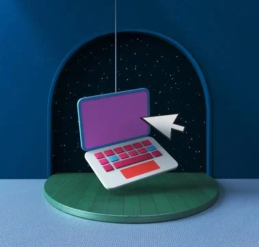 Abstract design background with notebook 3d icon with arrow pointer, Not gen Ai 스톡 사진