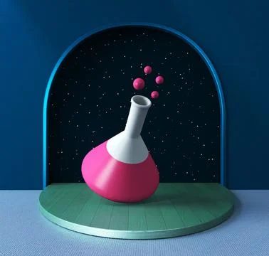 Abstract design background with science flask 3d icon, Not gen Ai Stock Photos
