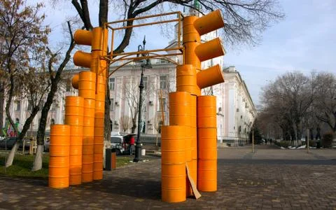 Abstract design of barrels (cisterns) Stock Photos
