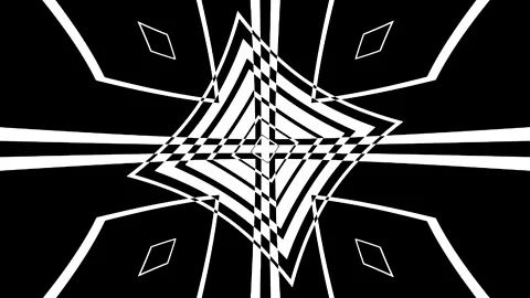 Abstract design in black and white with lines and shapes moving in patterns Stock-Footage 334375831