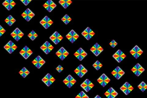 Abstract design on a black background. Bright colors of the rainbow. Vector.  Stock-Illustration